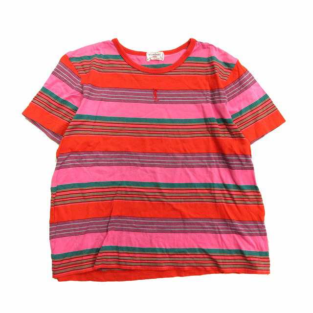 【中古】イヴサンローラン アンファン YVES SAINT LAURENT enfants 90's YSLロゴ 刺繍 ボーダー Tシャツ カットソー|au PAY マーケット