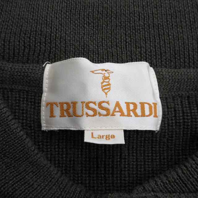 【中古】美品 トラサルディ TRUSSARDI ウール リブ ニット セーター カットソー ハーフボタン ロゴ 長袖 L♪４ ｜au PAY マーケット