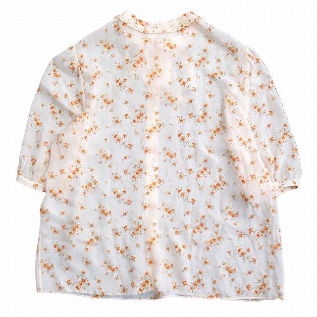 【中古】未使用品 22ss セリーヌ 花柄 ボウタイ シルク シャツ ブラウス バルーンスリーブ シースルー リボン▼５ 中古】未使用品 22ss セリーヌ 花柄 ボウタイ シルク シャツ ブラウス