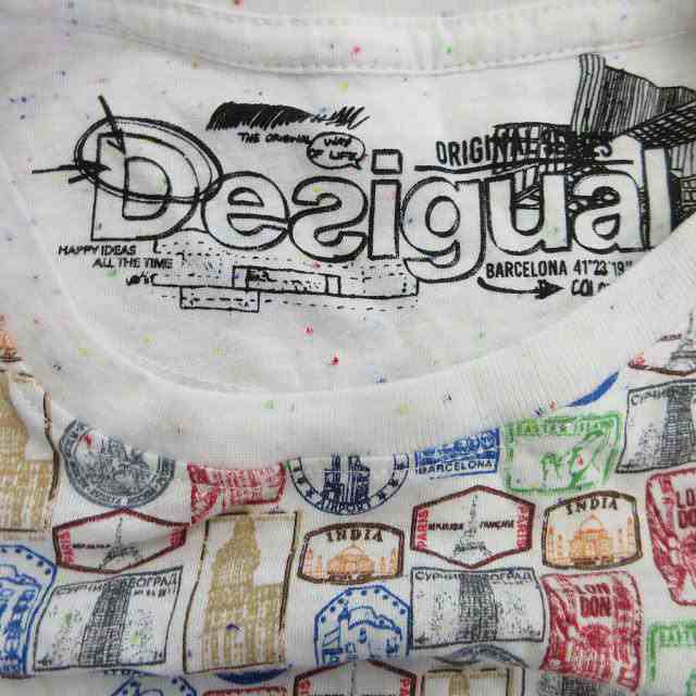 中古】美品 21ss デシグアル Desigual スタンプ総柄 Tシャツ