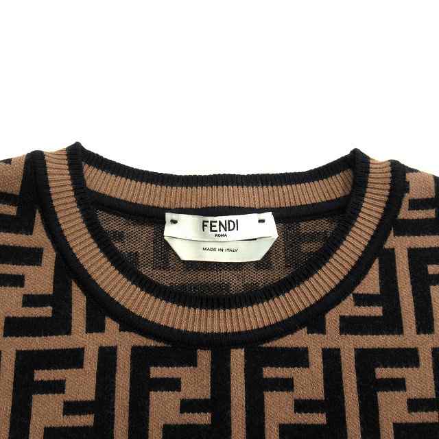 中古】美品 21年 フェンディ FENDI FFロゴ ズッカ 総柄 ニット