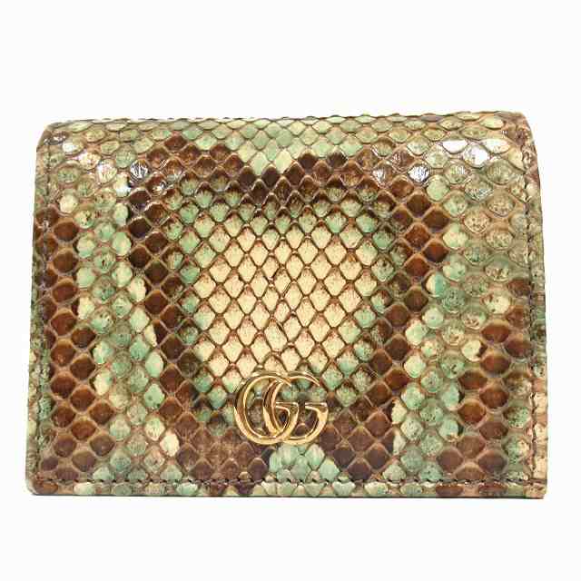 中古】極美品 グッチ GUCCI パイソンレザー ダブルG GGマーモント 財布 ...