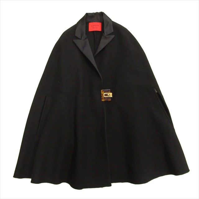 【中古】美品 11aw ランバン LANVIN ピークドラペル ケープ コート ポンチョ ジャケット ブルゾン メルトンウール