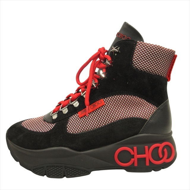 【中古】未使用品 ジミーチュウ JIMMY CHOO INCA/M ハイカット スニーカー シューズ 靴 スタースタッズ ロゴ 36の通販は