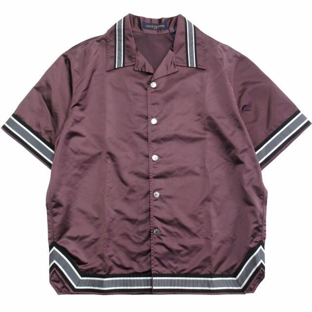 【中古】18aw ルイヴィトン サテンウォームアップ ベースボール シャツ 半袖 パイソン ロゴ ヘビ革 XL メンズ ▽５ 中古】18aw ルイヴィトン サテンウォームアップ ベースボール シャツ