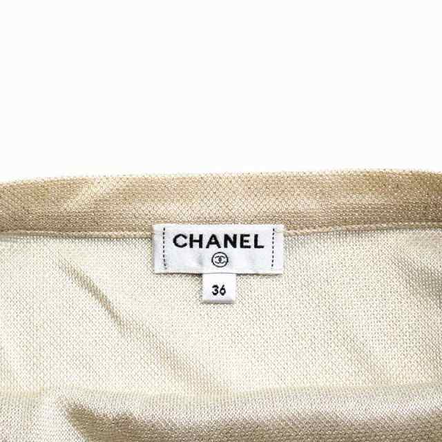 【中古】美品 18ss シャネル CHANEL ココマーク ボタン キャミソール ノースリーブ ラメ 36 シャンパンゴールド▼５