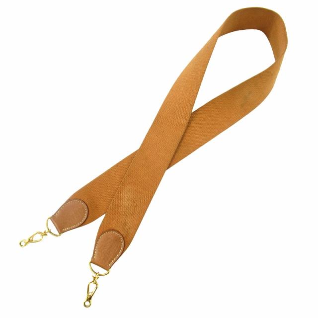 【中古】エルメス バンドリエール ショルダー ストラップ バッグ用 キャンバス レザー オールド ビンテージ  茶■６ の通販は