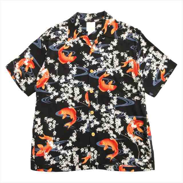 【中古】美品 フクワウチ FUKUWA UCHI アロハ シャツ カットソー 半袖 オープンカラー 開襟 総柄 和柄 桜 鯉 レーヨンの通販は