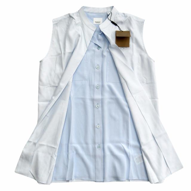 未使用品 バーバリー ロンドン BURBERRY レイヤード ノースリーブ シルク シャツ カットソー ブラウス リカルド・ティッシ UK4▽７ 中古】未使用品 バーバリー ロンドン レイヤード ノースリーブ