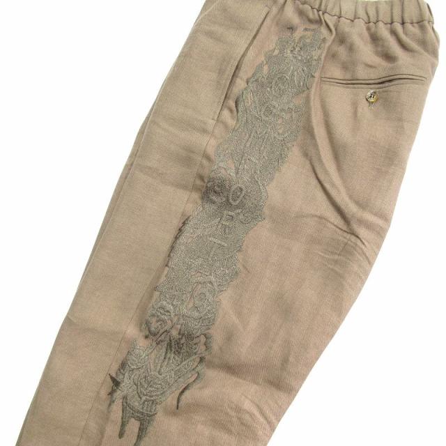 【中古】美品 20ss ダブレット doublet カオス 刺繍 リネン スラックス パンツ トラウザー ワイド テーパード Sの通販は 【中古】美品 20ss ダブレット doublet カオス 刺繍 リネン スラックス パンツ トラウザー ワイド テーパード Sの通販は