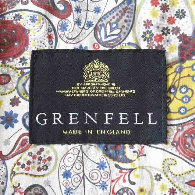 【中古】グレンフェル GRENFELL ステンカラー ミドル コート ジャケット ブルゾン グレンフェルクロス 裏地総柄 36