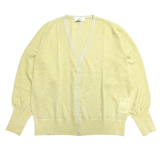 【中古】未使用品 モラビト MORABITO ラメ糸 ニット カーディガン ドルマンスリーブ セーター Vネック 38 イエロー の通販は 11,250円