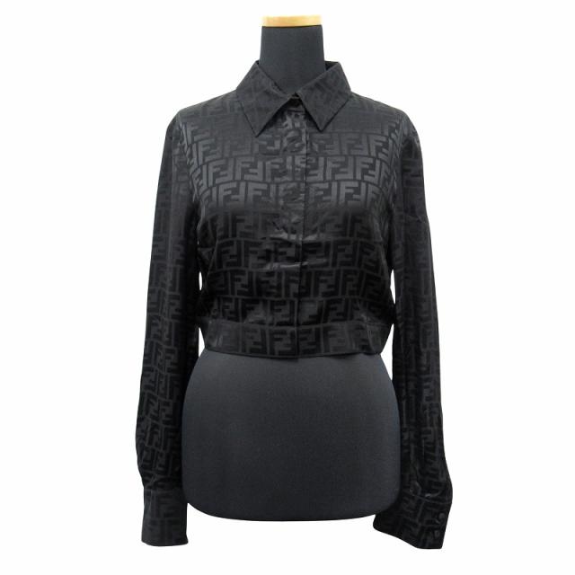FENDI - 未使用 フェンディ FENDI FF ズッカ柄 シルク シャツ クロップド▽11 中古】未使用品 フェンディ FENDI FF ズッカ柄 シルク シャツ
