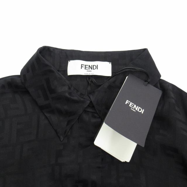 FENDI - 未使用 フェンディ FENDI FF ズッカ柄 シルク シャツ クロップド▽11 中古】未使用品 フェンディ FENDI FF ズッカ柄 シルク シャツ