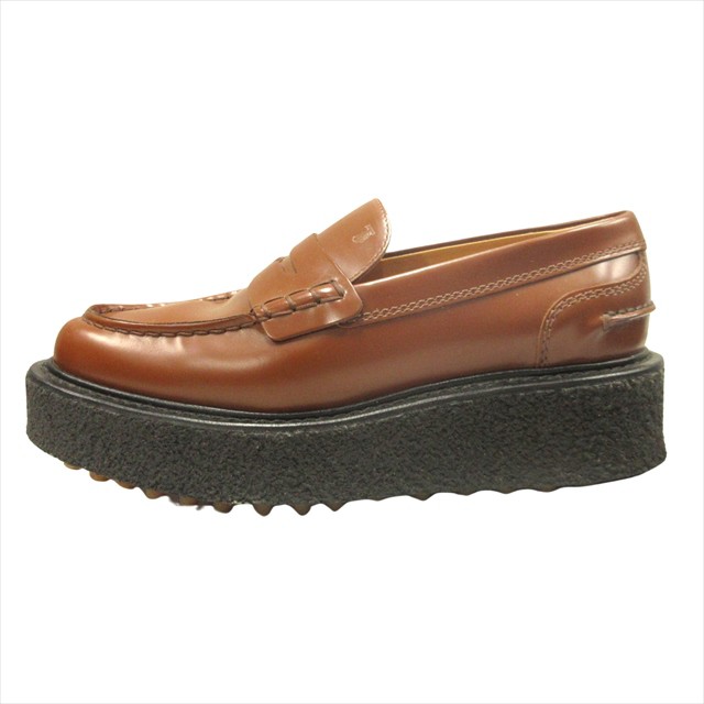 【中古】美品 トッズ TOD'S プラットフォーム コイン ローファー ドレス シューズ 靴 レザー ガムソール 35.5 22.5cmの通販は