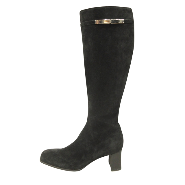 エルメス スエード ロングブーツ ブラック