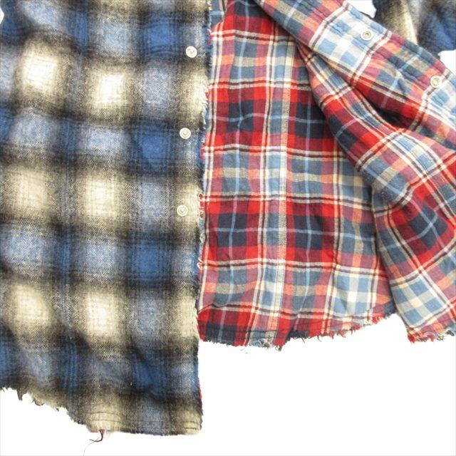 【中古】ルグランブルー L.G.B ロング チェック ウエスタン シャツ カットソー カットオフ 2way バンドカラー 1 青 の通販は