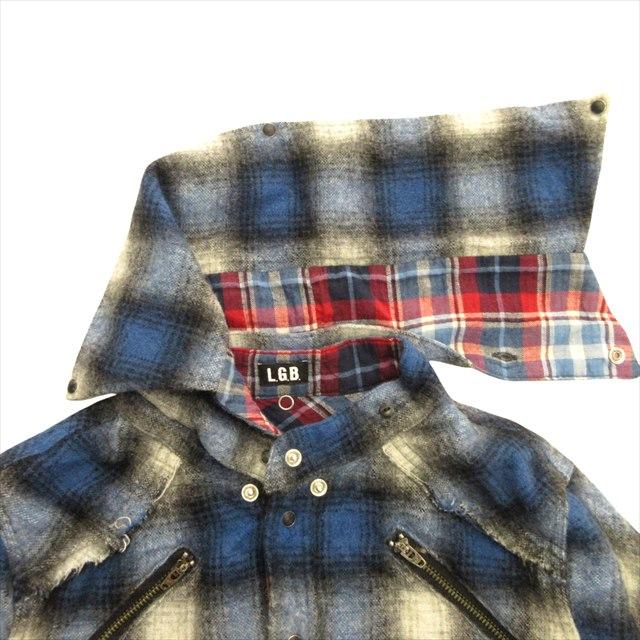 【中古】ルグランブルー L.G.B ロング チェック ウエスタン シャツ カットソー カットオフ 2way バンドカラー 1 青 の通販は