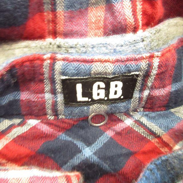 【中古】ルグランブルー L.G.B ロング チェック ウエスタン シャツ カットソー カットオフ 2way バンドカラー 1 青 の通販は