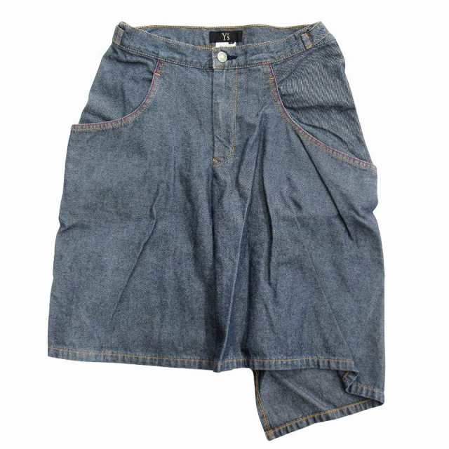 【中古】美品 05aw ワイズ Y's ヨウジヤマモト 変形 アシンメトリー デニム スカート ハーフ丈 2 アーカイブの通販は 10,395円