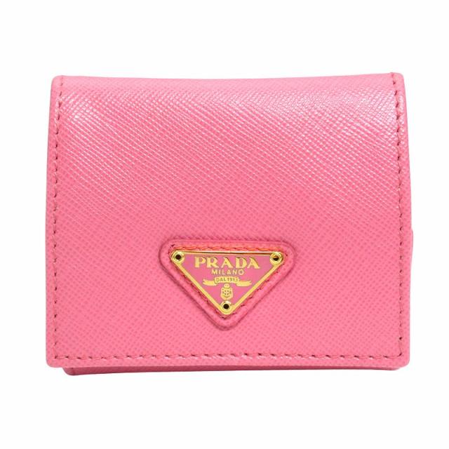 PRADA コインケース サフィアーノ ピンク ウォレット 財布 ミニウォレット 新品未使用プラダサフィアーノミニ折財布ピンクバッグウォレット