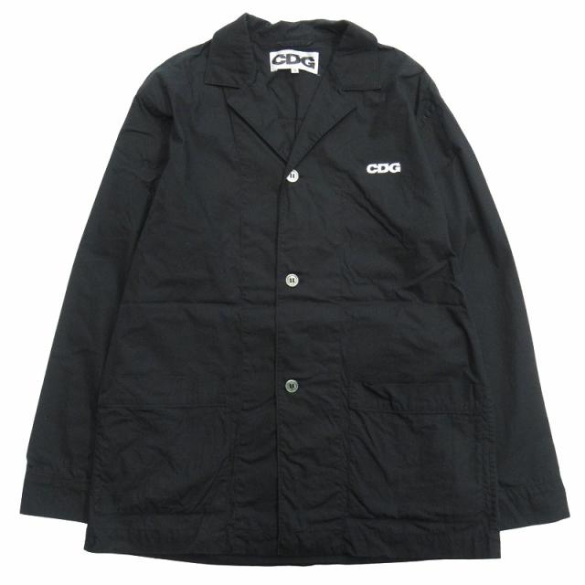【中古】美品 2020年 シーディージー CDG コムデギャルソン パジャマ シャツ ジャケット ブルゾン ロゴ SZ-I002 S 黒