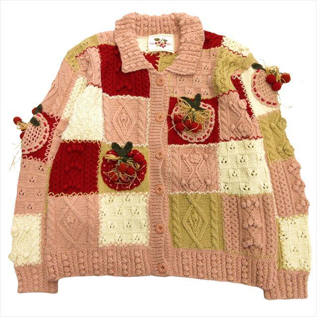 【中古】美品 ピンクハウス PINK HOUSE 90's サクランボ ニット ジャケット ブルゾン カーディガン セーター チェリーの通販は
