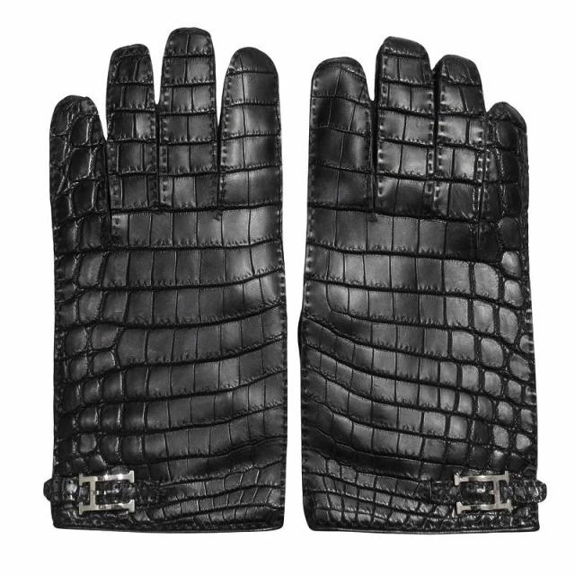 エルメス ケリー・グローブ 手袋 ブラック/GP レザー 8号