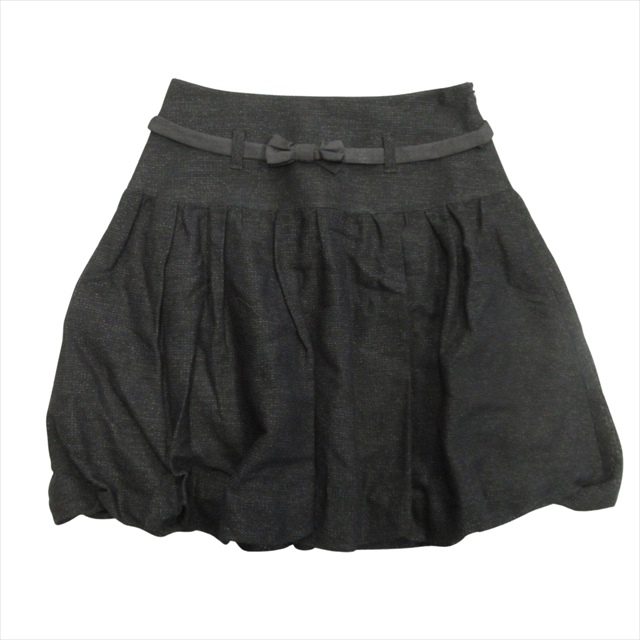 【中古】美品 トゥービーシック TO BE CHIC フレア ミニ スカート リボン ペーパー混 40 黒 ブラック レディース の通販は