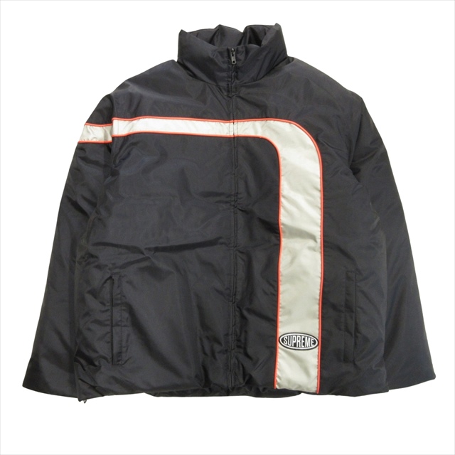 【中古】美品 23ss シュプリーム SUPREME ストライプ パファー ジャケット stripe puffer jacket ブルゾン ロゴ 中綿の通販は