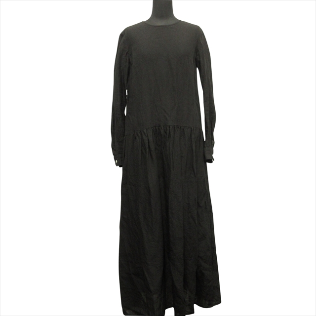 【中古】ゴーシュ リネン ロング ワンピース ドレス カットソー 2 黒 ブラック レディース の通販は