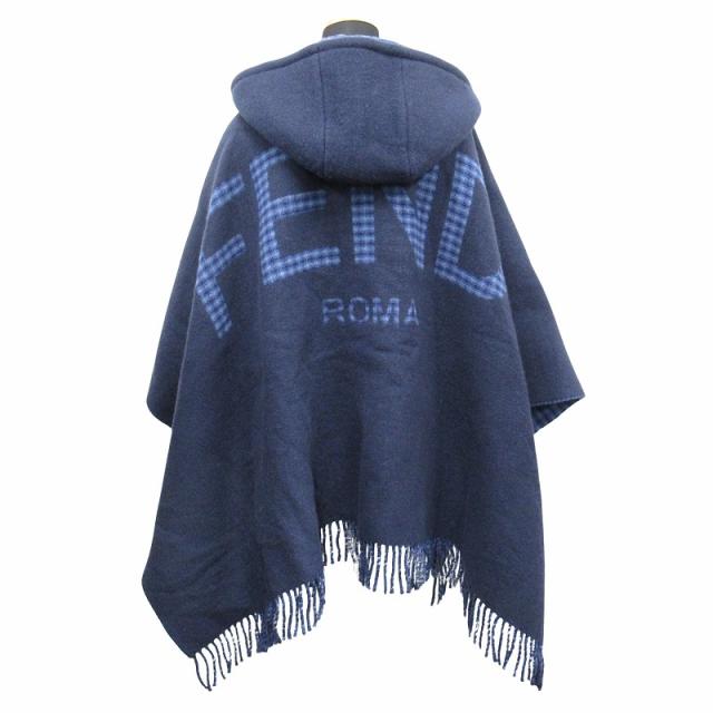 フェンディ FENDI バックロゴ カシミヤ ポンチョ ジャケット フリンジ フェンディ FENDI バックロゴ カシミヤ ポンチョ ジャケット フリンジ