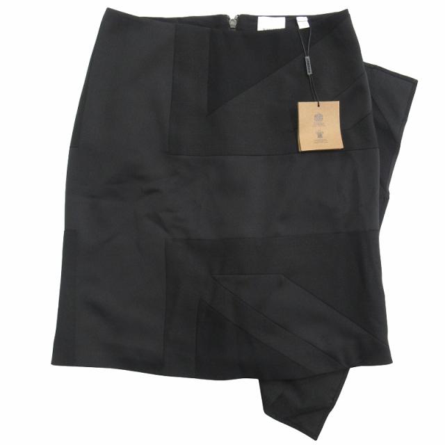 【中古】未使用品 21aw バーバリー ロンドン ユニオンジャック ミニ スカート アシンメトリー リカルド期 36 黒▽11