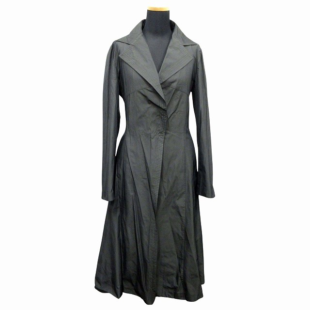【中古】バジーレ BASILE 28 スプリングコート ジャケット ロング ステッチ 光沢 40 グレー系 カーキ レディース の通販は