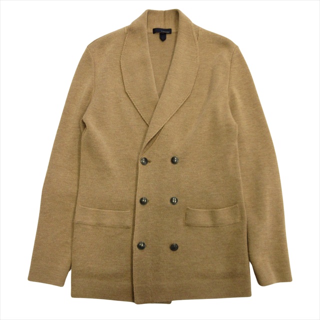 【中古】ラルディーニ LARDINI ニット ダブル テーラード ジャケット ブレザー ショールカラー ウール 46 ベージュ