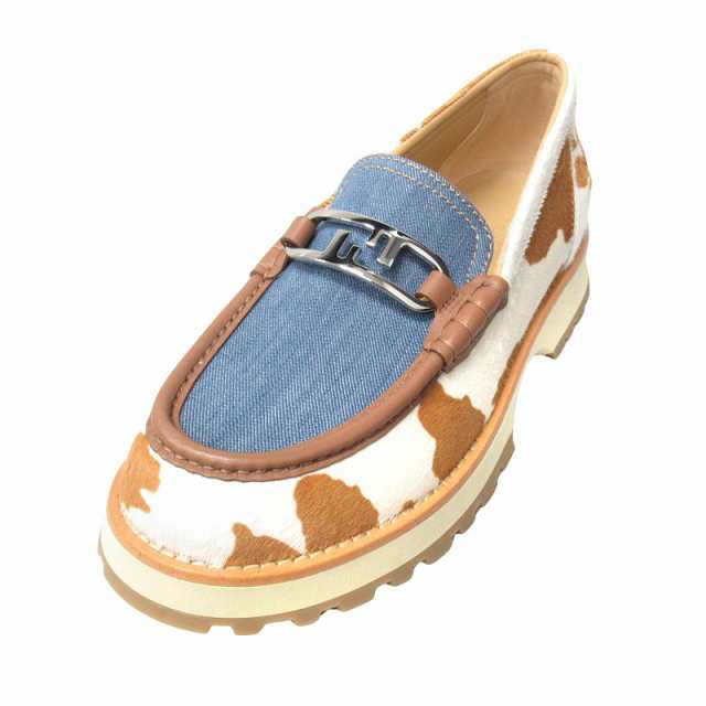 【中古】未使用品 フェンディ FENDI オーロック ズッカ ローファー ハラコ レザー シューズ デニム▽１ の通販は