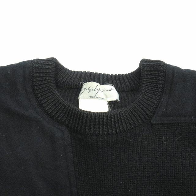 中古】90's ヨウジヤマモトプールオム パッチワーク ウール ニット