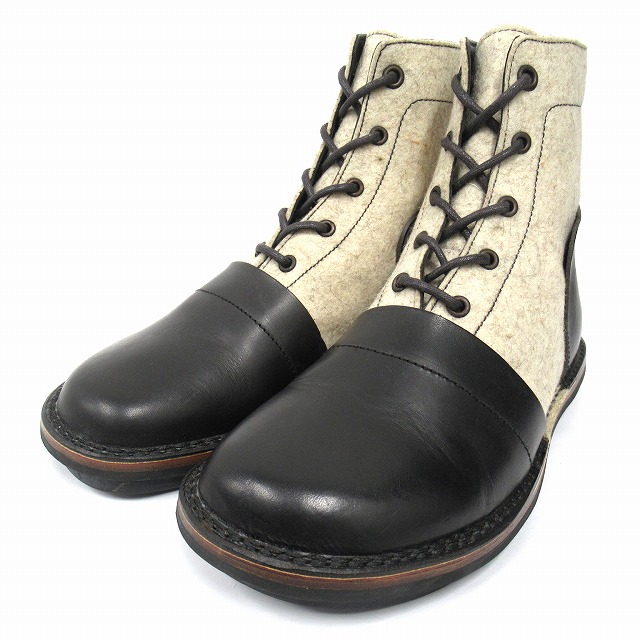 【中古】美品 トリッペン trippen "Jack" ショート ブーツ シューズ 靴 レザー フェルト 切替 サイズ40 メンズ