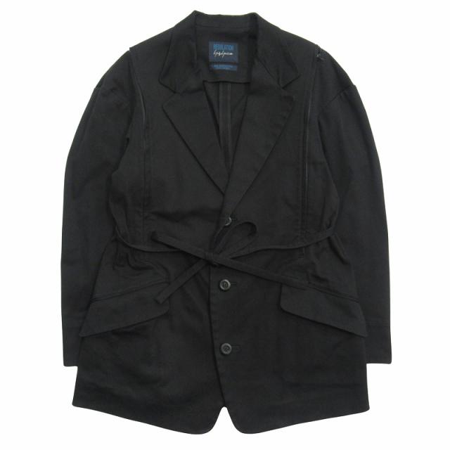 【中古】19ss レギュレーション ヨウジヤマモト コットンツイル テーラード ジャケット ブレザー ファスナー 中古】19ss レギュレーション ヨウジヤマモト コットンツイル