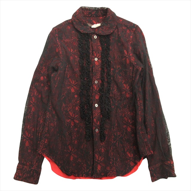 【中古】美品 13aw コムデギャルソン COMME des GARCONS フラワーネット レイヤード シャツ ブラウス カットソーの通販は