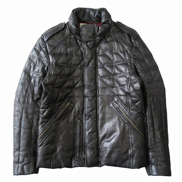 NEW Massimo Dutti キルト裏地付きナッパレザージャケット M NEW Massimo Dutti キルト裏地付きナッパレザージャケット M