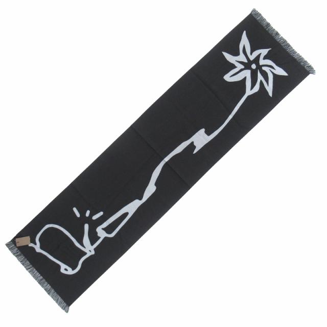 【中古】未使用品 22aw ディオール × トラヴィススコット カクタスジャック ロゴ ウール マフラー 黒 ▽２