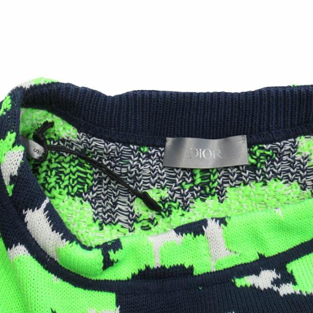 美品 22ss ディオール DIOR テクニカルコットン ジャカード ニット セーター 総柄 ロゴ 刺繍 グラデーション M メンズ ◇12 中古】未使用品 22ss ディオール DIOR テクニカルコットン ジャ