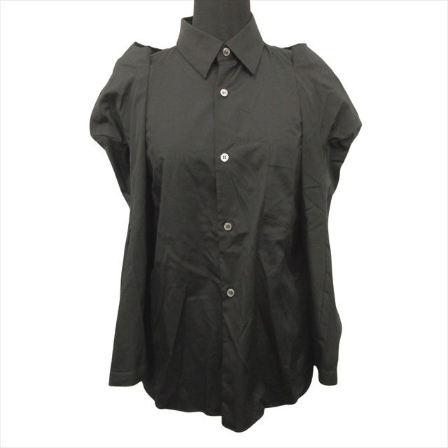 美品 18ss コムデギャルソン COMME des GARCONS ワイドスリーブ 変形 シャツ パワーショルダー ブラウス XS 黒 ブラック レディース 中古】美品 18ss コムデギャルソン COMME des GARCONS ワイド