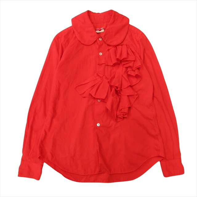 【中古】18ss コムデギャルソン COMME des GARCONS フリル ラウンドカラー シャツ ブラウス カットソー 丸襟 製品染め