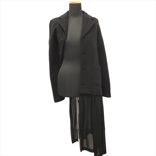 【中古】14aw コムコム コムデギャルソン COMME des GARCONS 捩れ ドッキング コート ジャケット ブルゾンス