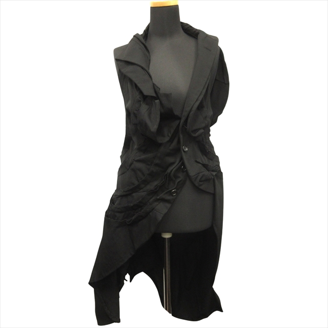 【中古】美品 11aw コムデギャルソン COMME des GARCONS 捩れ ノースリーブ チェスター コート ジャケット