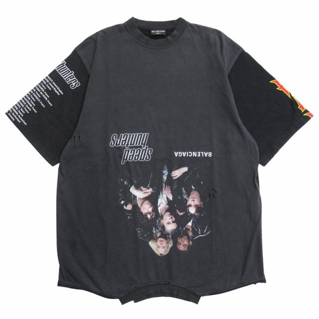 【BALENCIAGA】オーバーサイズ Tシャツ ダメージ加工 BALENCIAGA】オーバーサイズ ダメージ加工プリント Tシャツ