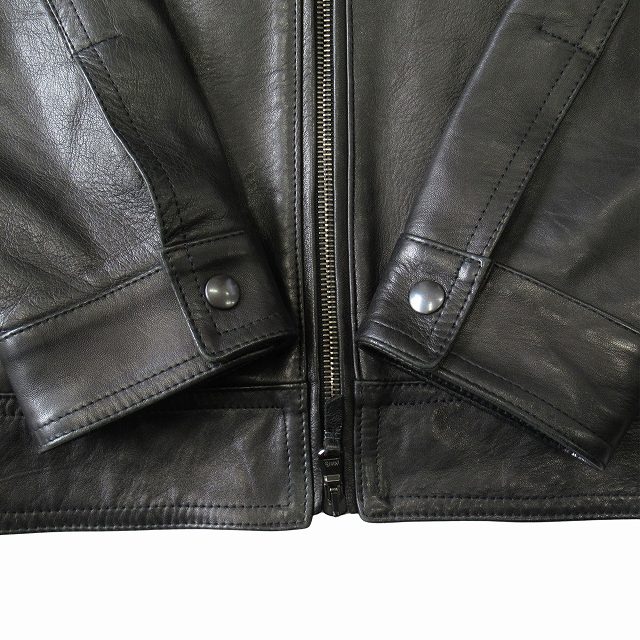 【中古】美品 エンメティ EMMETI "JURI" ユリ ラムスキン レザー シングル ライダース ジャケット ブルゾン 42