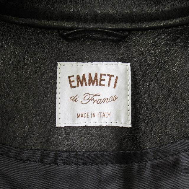 【中古】美品 エンメティ EMMETI "JURI" ユリ ラムスキン レザー シングル ライダース ジャケット ブルゾン 42